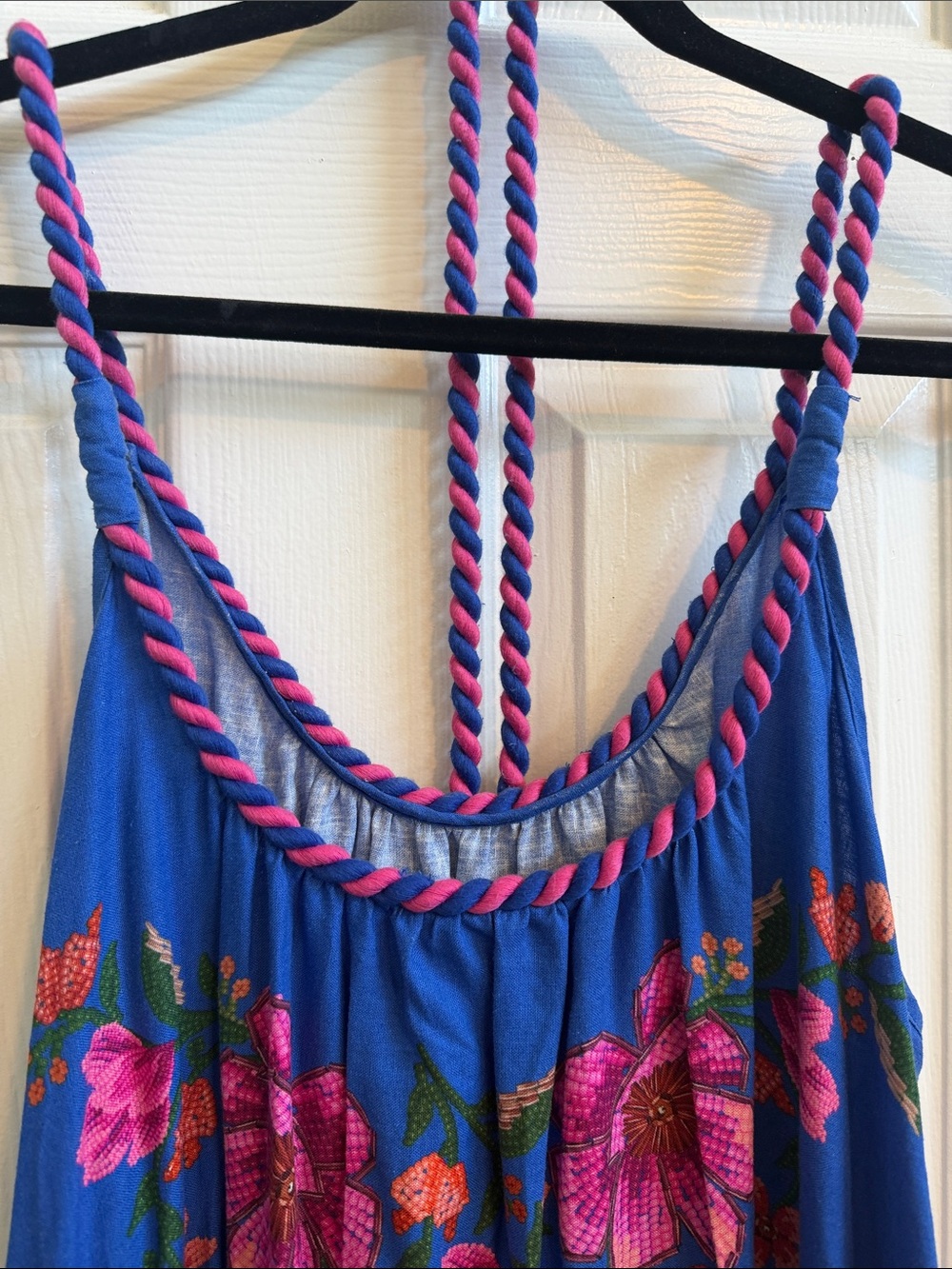 FARM Rio Blue Maxi Dress with Pink Floral Print - Picture 5 of 5